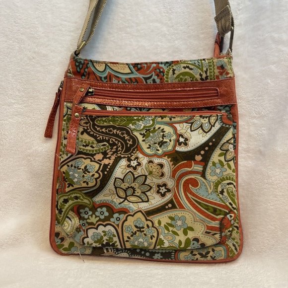 Alba Crossbody Floral Purse Pockets Galore Long Strap‎ Unique Expanding Zipper - Picture 1 of 12